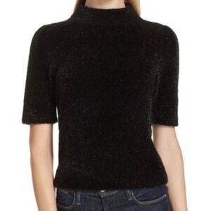 Kate Spade New York Black Metallic Sparkly Short Sleeves‎ Sweater Large NWOT